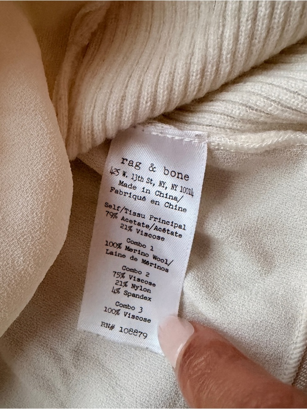 Rag & Bone two tone cream top - Picture 3 of 3